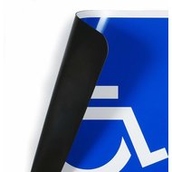 Magnetschild Beförderung von Menschen mit Behinderungen / Schwerbehinderten-Transport Krankentransport Rollstuhlfahrer Rollstuhl / Schild magnetisch  (40 x 40 cm)