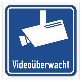 Magnetschild Videoüberwacht / Schild magnetisch mit Piktogramm nach DIN 33450 (25 x 25 cm)