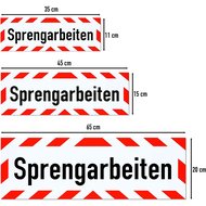 Magnetschild Schild Sprengarbeiten (35 x 11 cm)