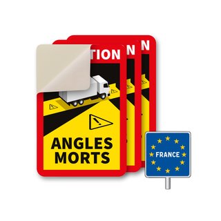 Attention Angles Morts | Achtung Tote Winkel - Hinweis-Set für Frankreich (3 Aufkleber)