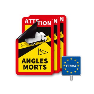 Attention Angles Morts | Achtung Tote Winkel - Hinweis-Set für Frankreich (3 Magnetschilder)